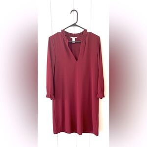 H&M Elegant Burgundy Shift Dress, Sz 6